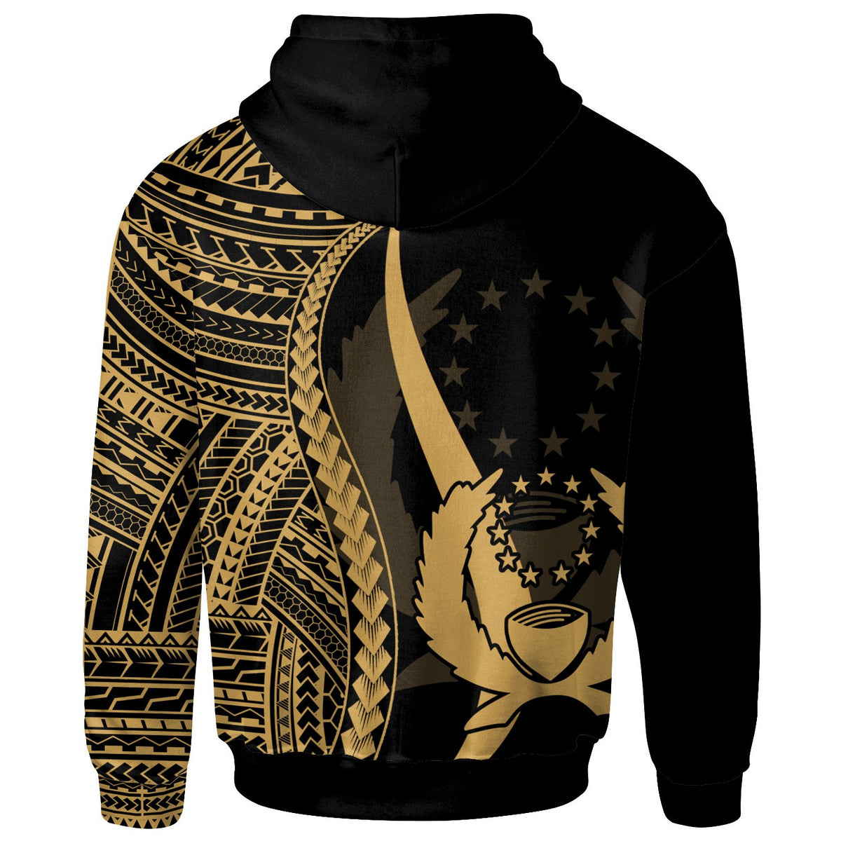 Pohnpei Custom Hoodie Gold Tentacle Tribal Pattern - Polynesian Pride
