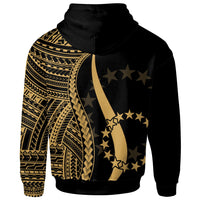 Cook Islands Zip up Hoodie Gold Tentacle Tribal Pattern - Polynesian Pride