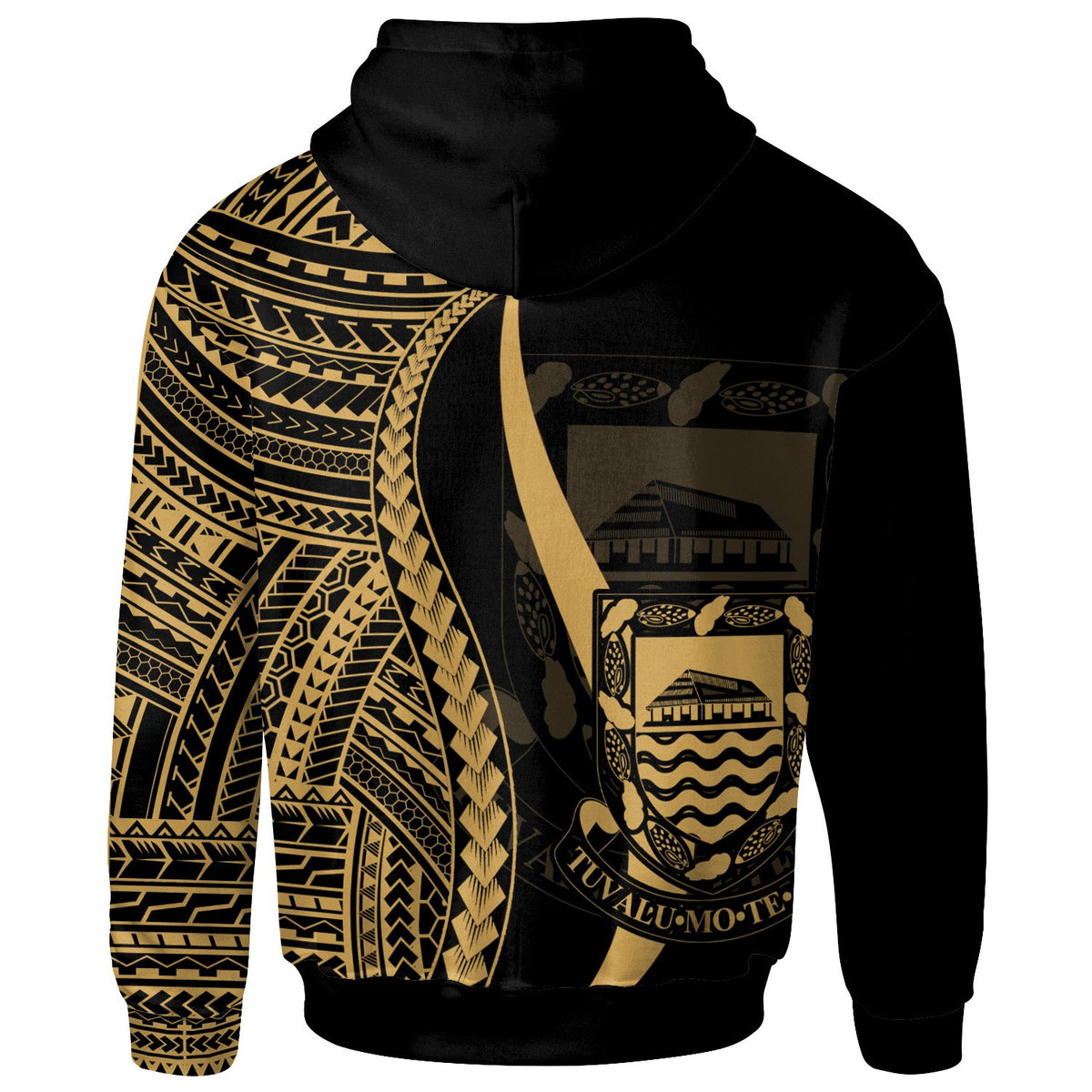Tuvalu Custom Zip up Hoodie Gold Tentacle Tribal Pattern - Polynesian Pride