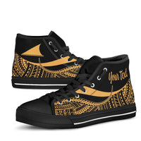 Tokelau Custom Personalised High Top Shoes Gold - Polynesian Tentacle Tribal Pattern - Polynesian Pride