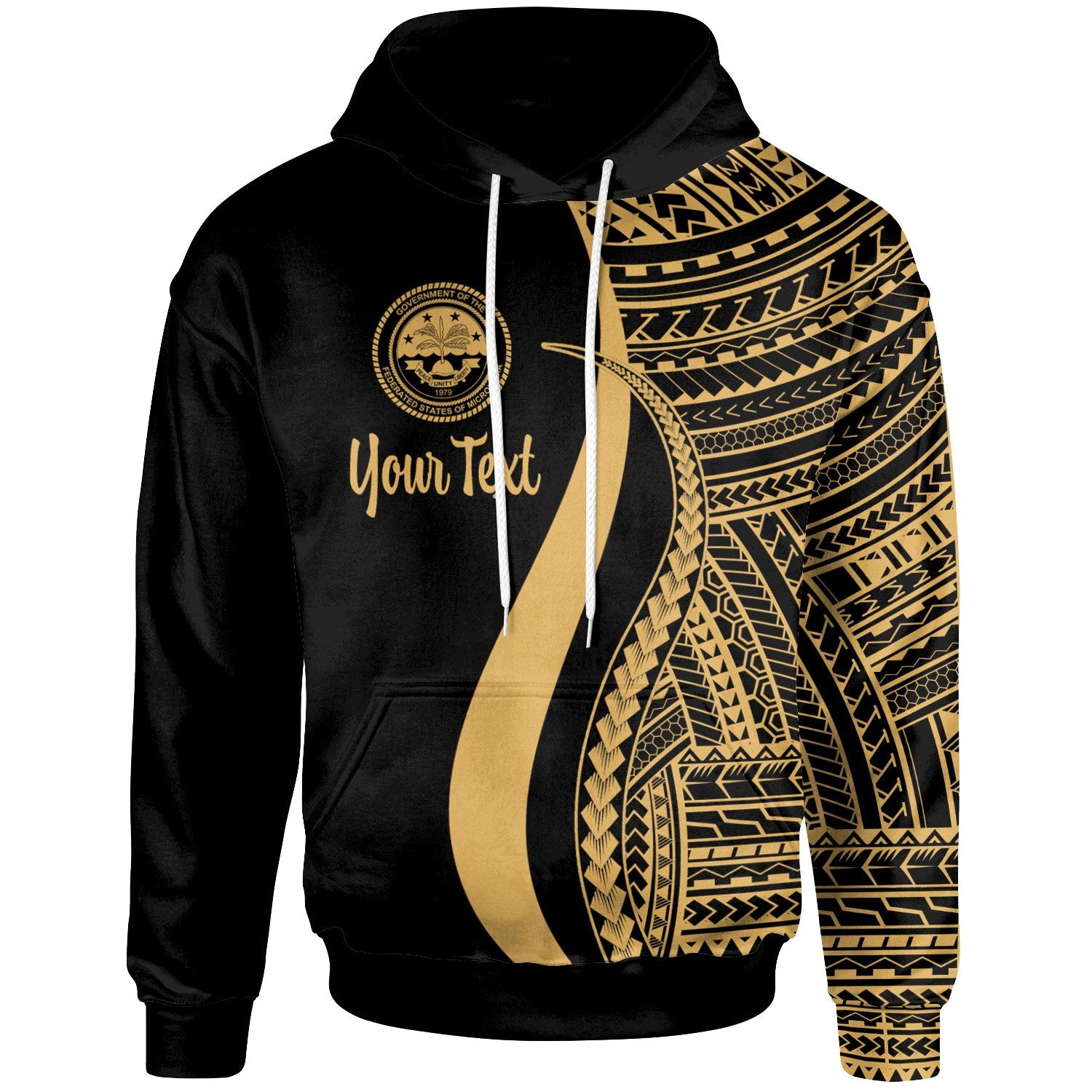 Federated States of Micronesia Custom Hoodie Gold Tentacle Tribal Pattern Unisex Gold - Polynesian Pride