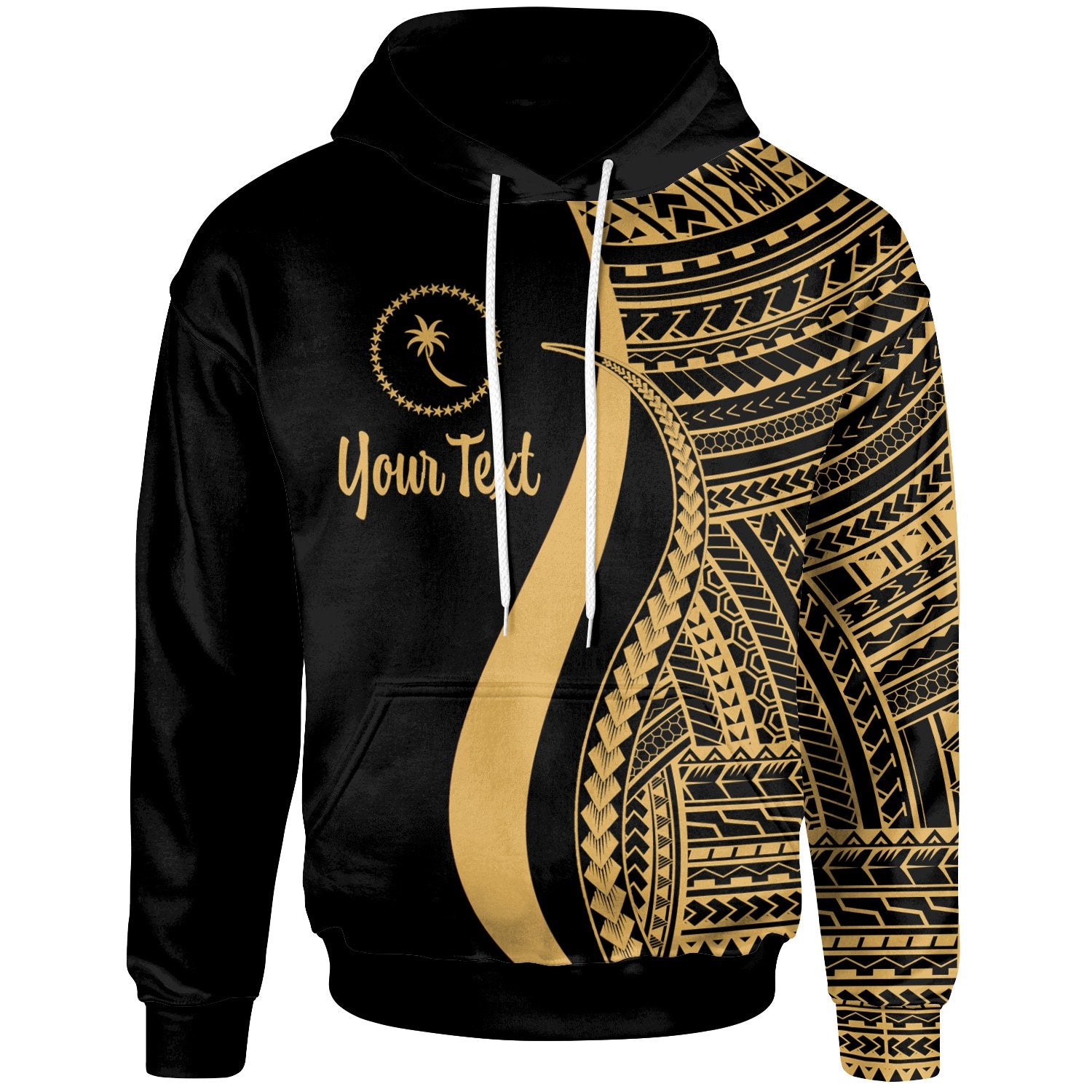 Chuuk Custom Hoodie Gold Tentacle Tribal Pattern Unisex Gold - Polynesian Pride