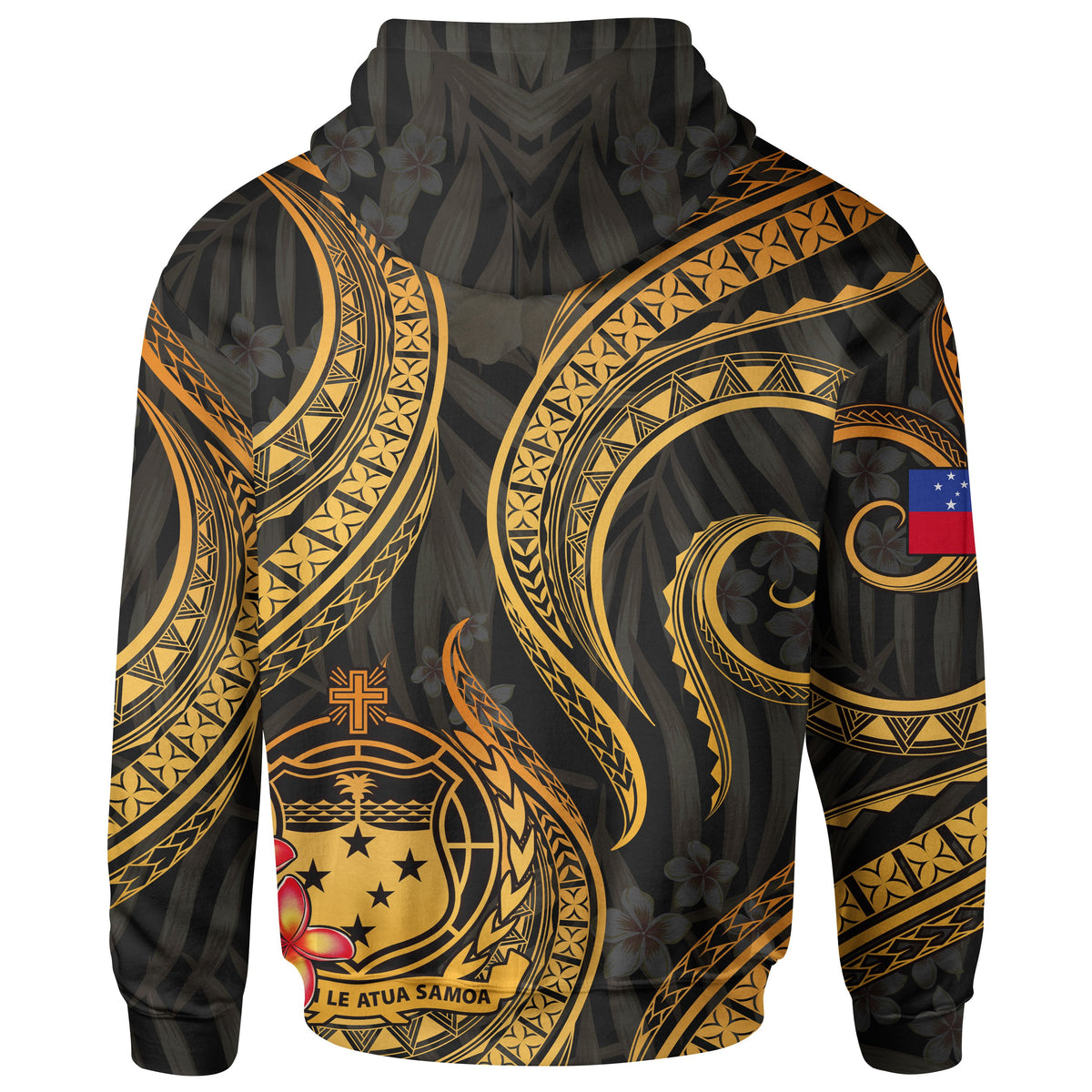 Samoa Polynesian Zip up Hoodie Gold Plumeria - Polynesian Pride