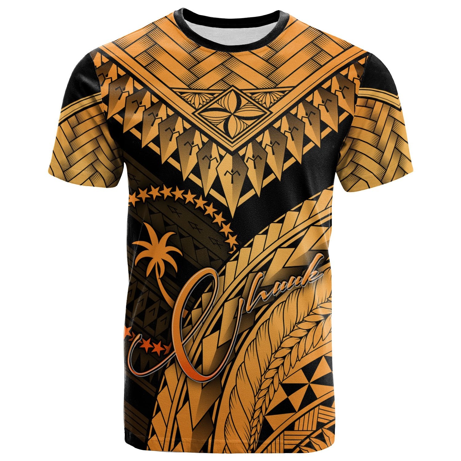 Chuuk T Shirt Gold Polynesian Necklace and Lauhala Unisex Art - Polynesian Pride