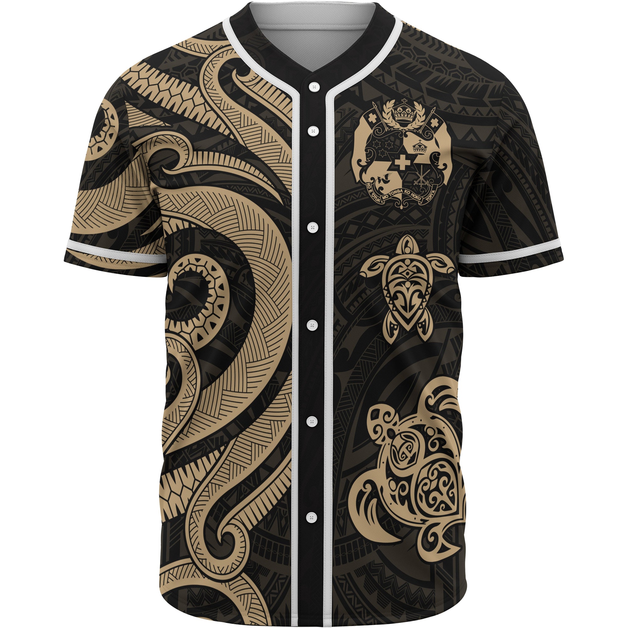 Samoa Baseball Shirt - Gold Tentacle Turtle Unisex Gold - Polynesian Pride