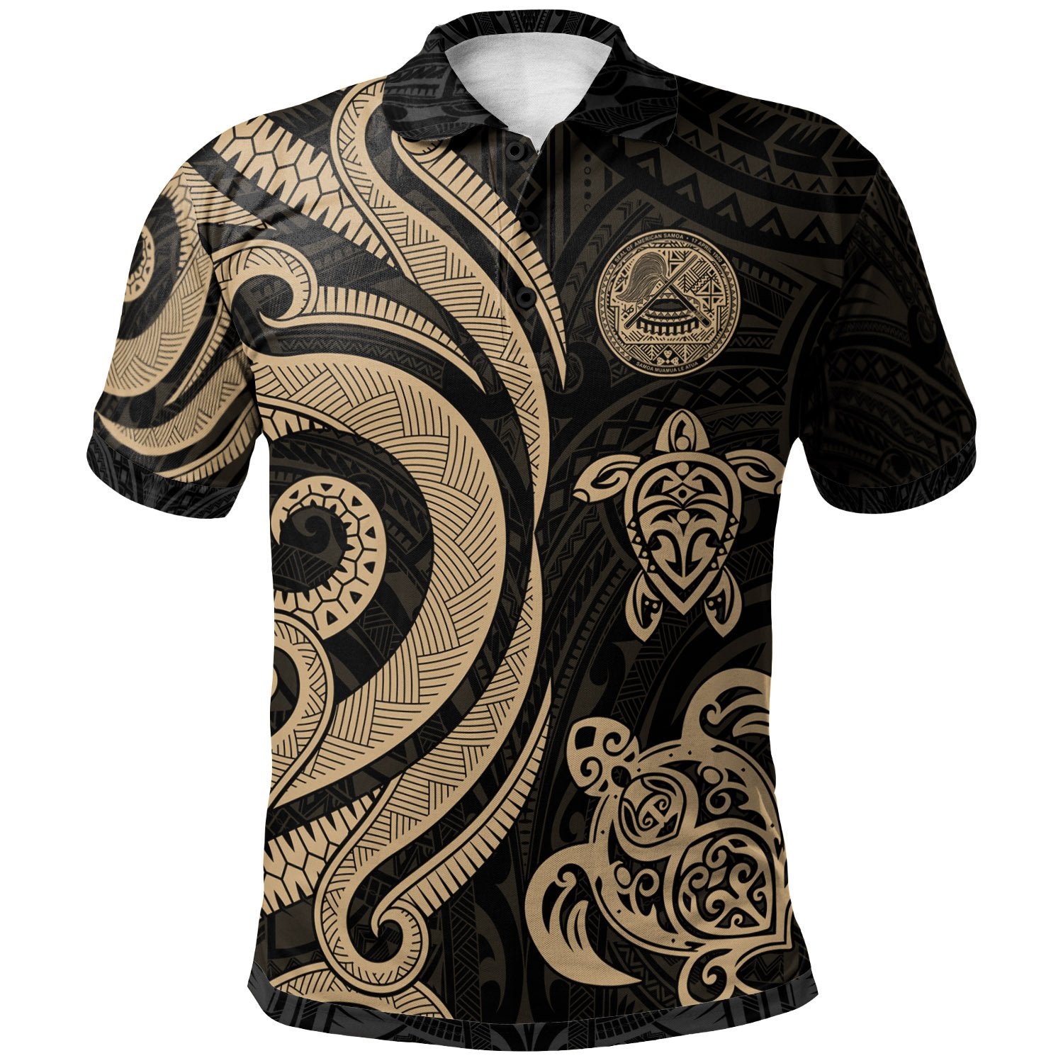 American Samoa Polo Shirt Gold Tentacle Turtle Unisex Gold - Polynesian Pride