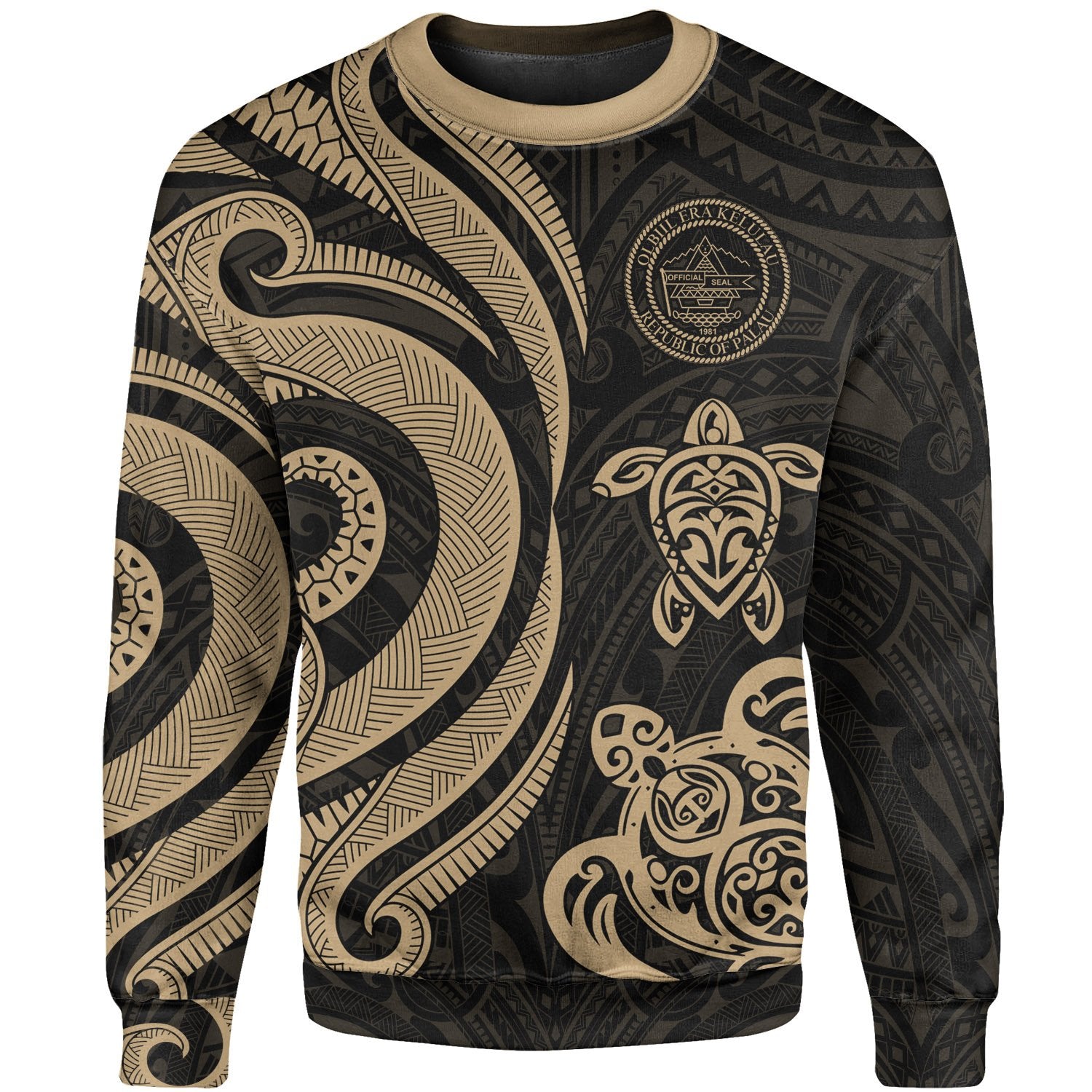 Palau Sweater - Gold Tentacle Turtle Unisex Gold - Polynesian Pride