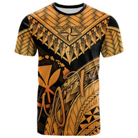Hawaii Custom T Shirt Gold Polynesian Necklace and Lauhala Unisex Art - Polynesian Pride