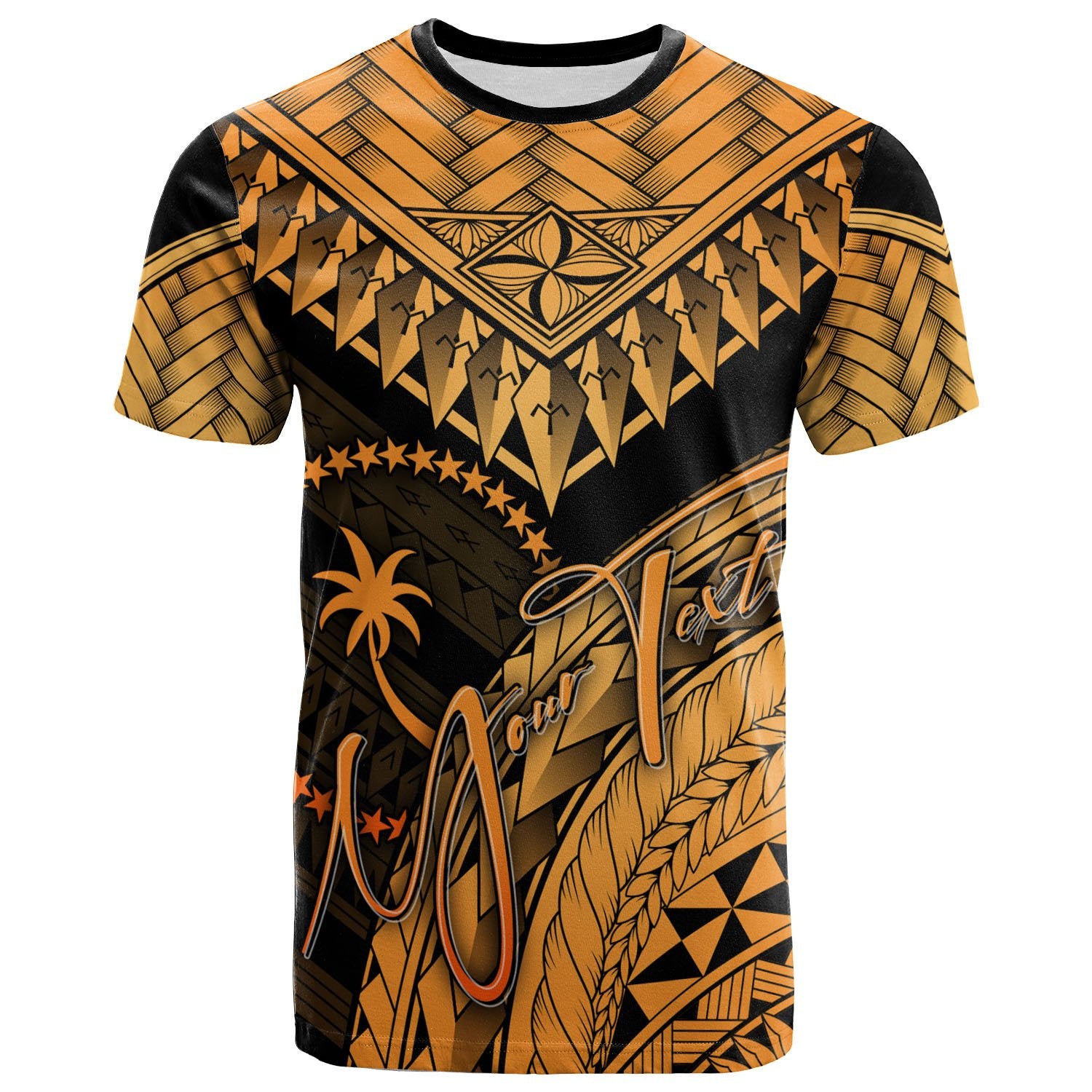 Chuuk Custom T Shirt Gold Polynesian Necklace and Lauhala Unisex Art - Polynesian Pride