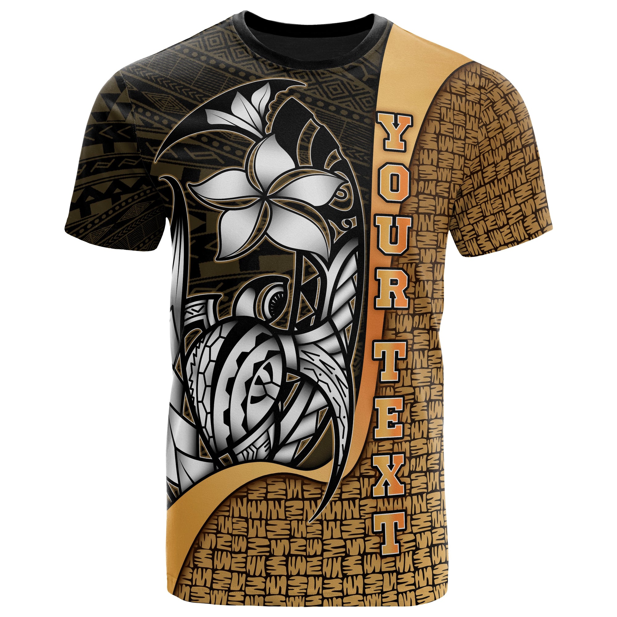 Chuuk Micronesian Custom T Shirt Gold Turtle with Hook Unisex GOLD - Polynesian Pride