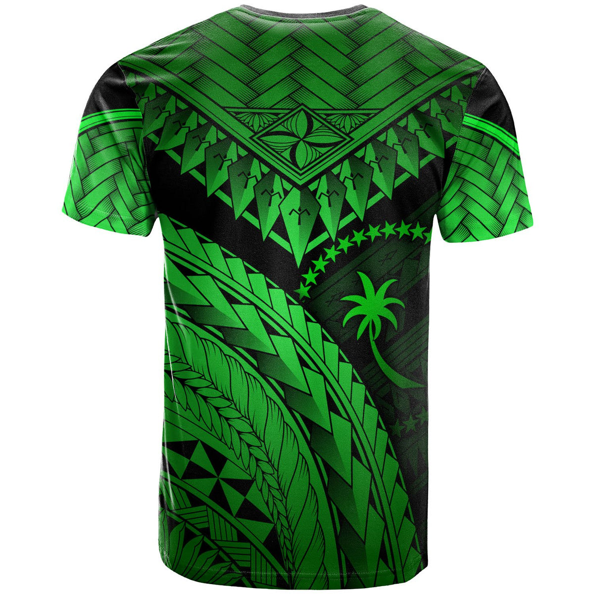 Chuuk T Shirt Green Polynesian Necklace and Lauhala - Polynesian Pride