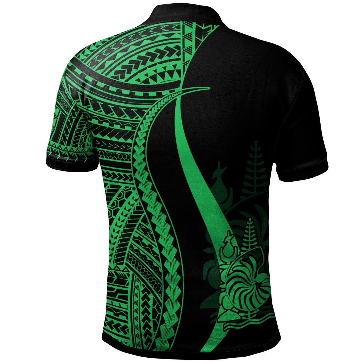 New Caledonia Polo Shirt Green Polynesian Tentacle Tribal Pattern - Polynesian Pride
