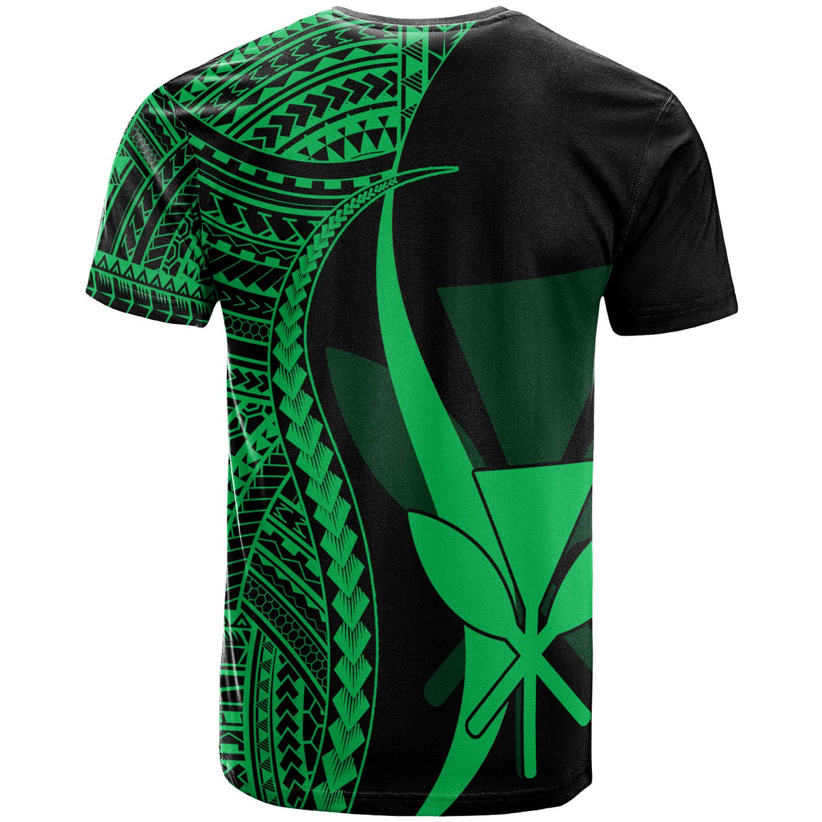 Hawaii T Shirt Kanaka Maoli Green Polynesian Tentacle Tribal Pattern - Polynesian Pride