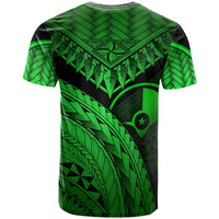 Yap T Shirt Green Polynesian Necklace and Lauhala - Polynesian Pride