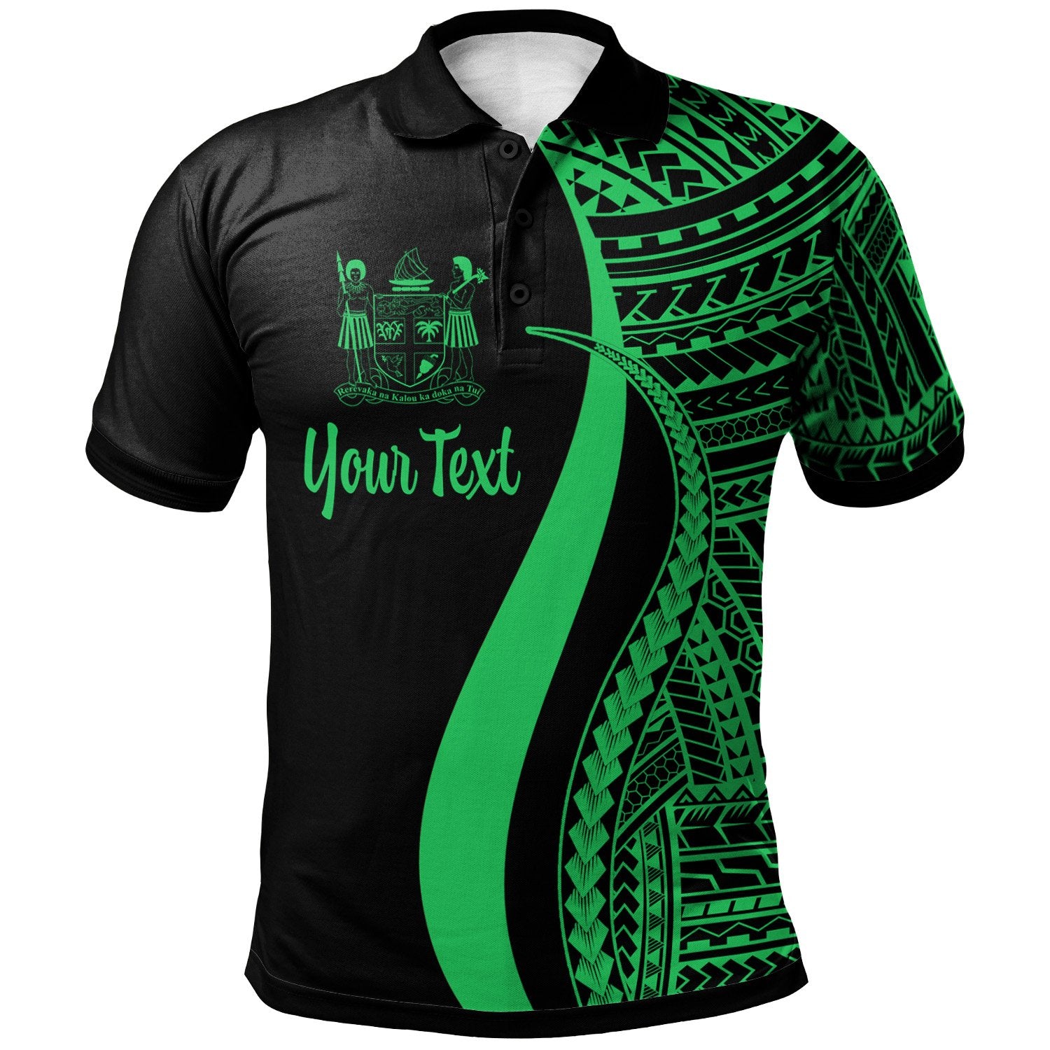 Fiji Custom Polo Shirt Green Polynesian Tentacle Tribal Pattern Crest Unisex Green - Polynesian Pride
