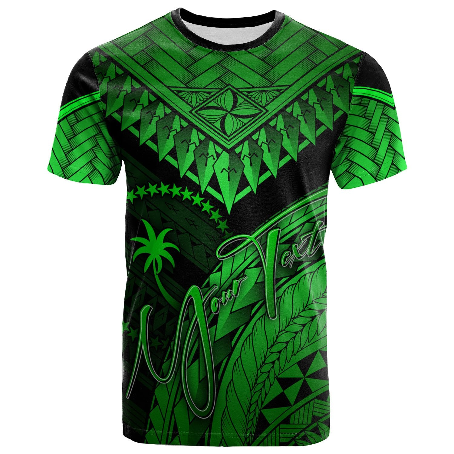 Chuuk Custom T Shirt Green Polynesian Necklace and Lauhala Unisex Art - Polynesian Pride