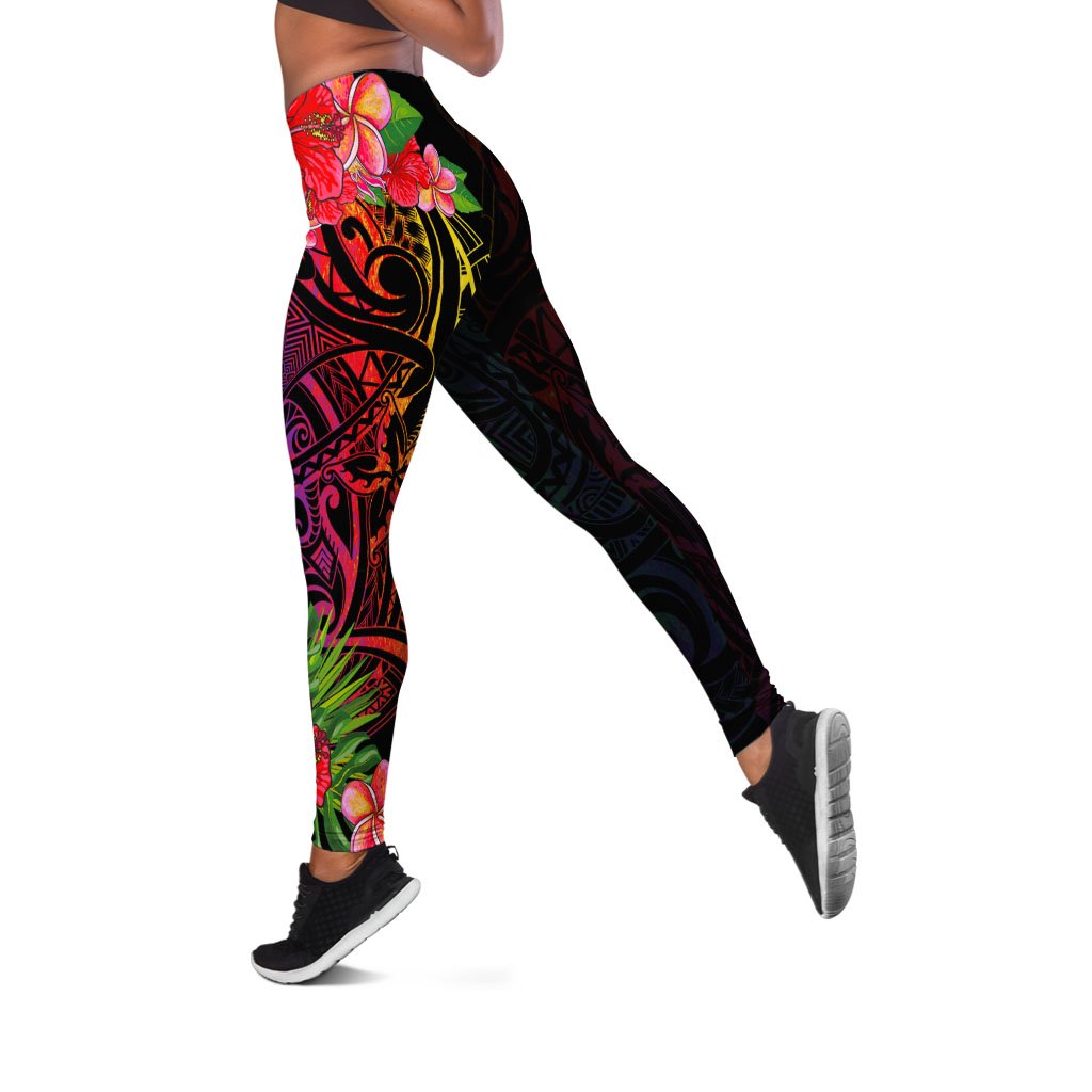 Guam Leggings - Tropical Hippie Style Black - Polynesian Pride