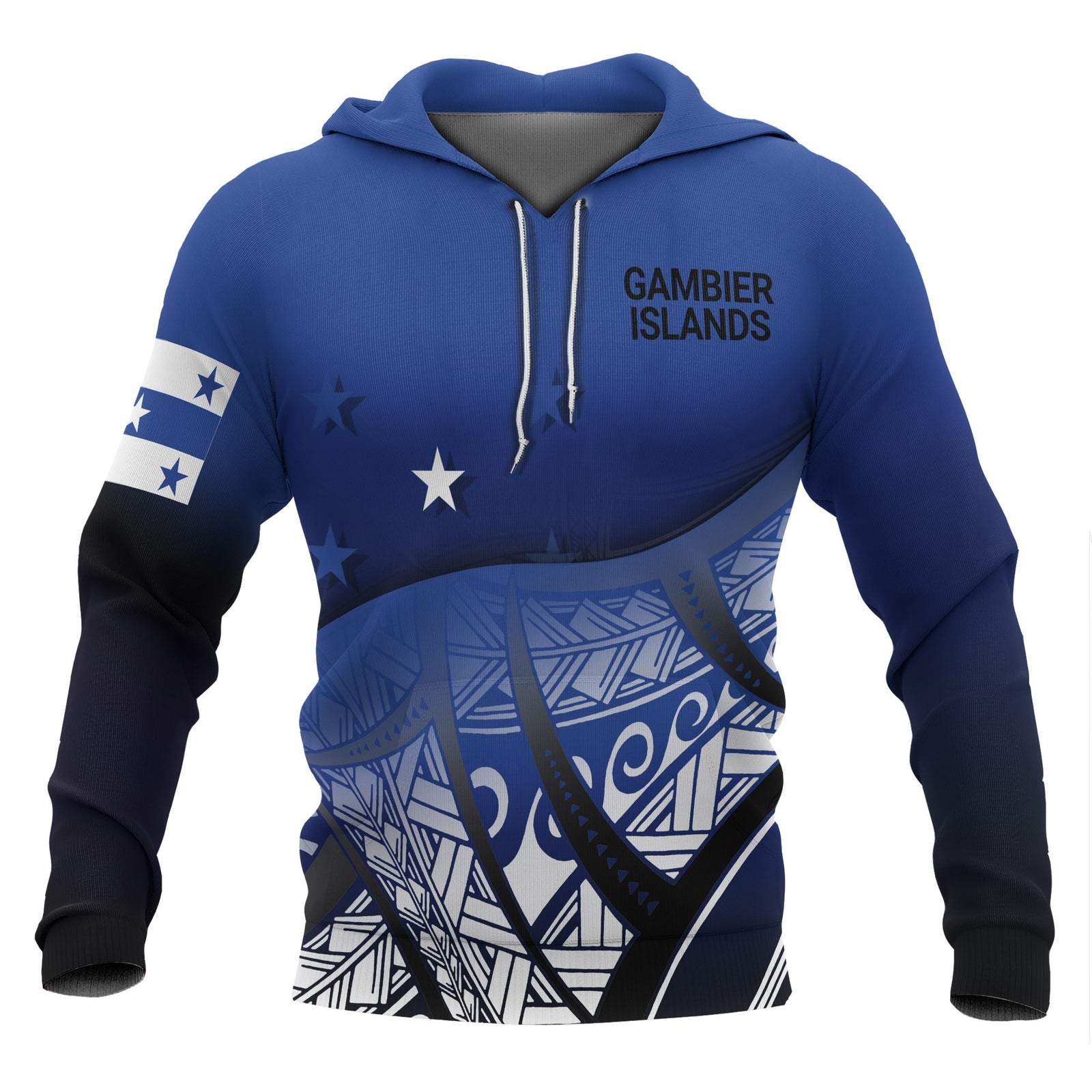 Gambier Islands Coat of rms Hoodie Polynesian Pattern Unisex Blue - Polynesian Pride