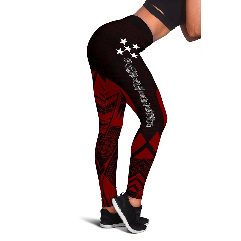 Gambier Islands Polynesian Leggings - Polynesian Tattoo Red Version Red - Polynesian Pride