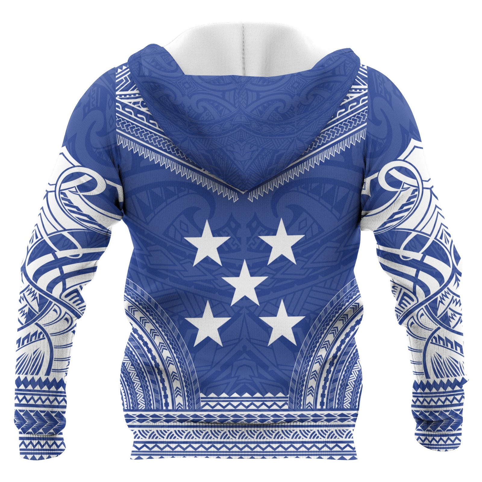 Gambier Islands Polynesian Chief Custom Zip up Hoodie Flag Version Unisex Blue - Polynesian Pride