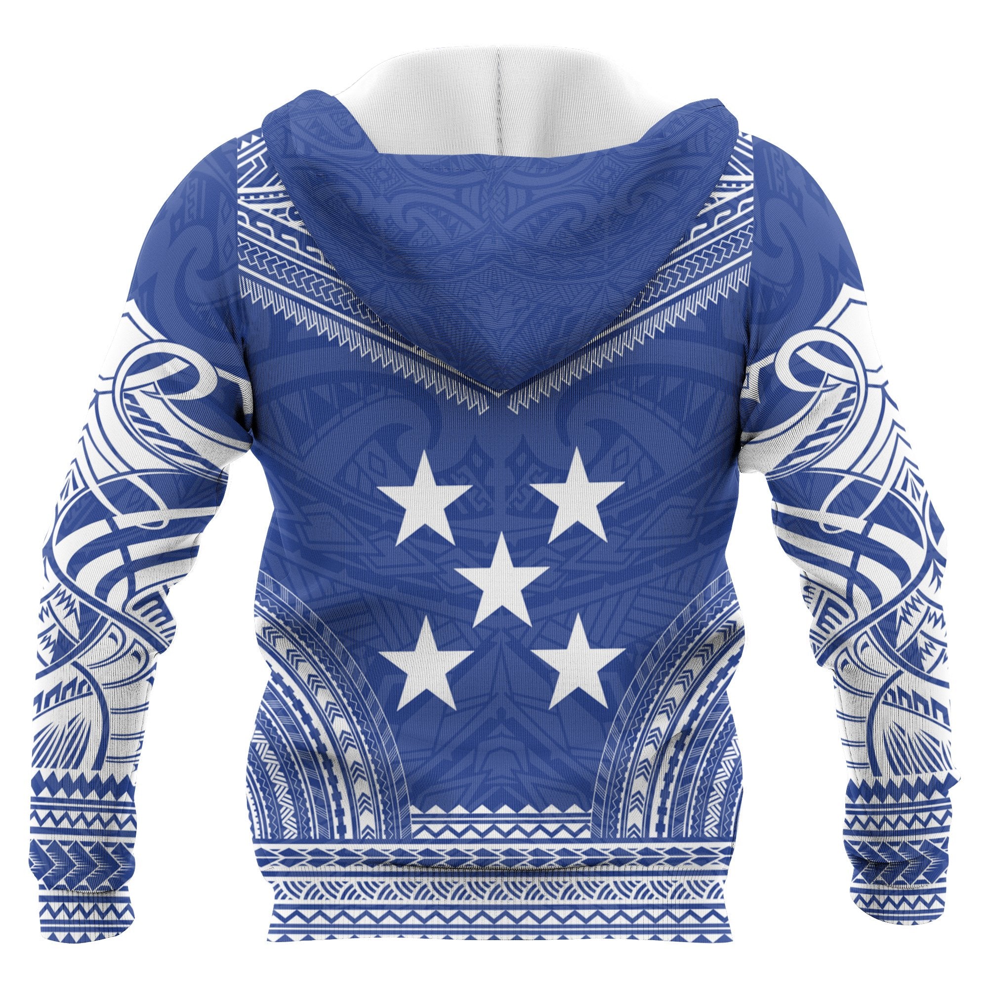 Gambier Islands Polynesian Chief Custom Zip up Hoodie Flag Version Unisex Blue - Polynesian Pride