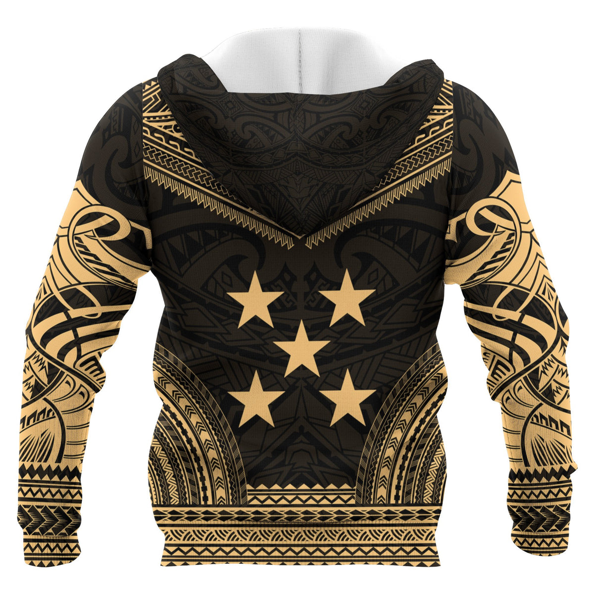 Gambier Islands Polynesian Chief Custom Zip up Hoodie Gold Version Unisex Gold - Polynesian Pride