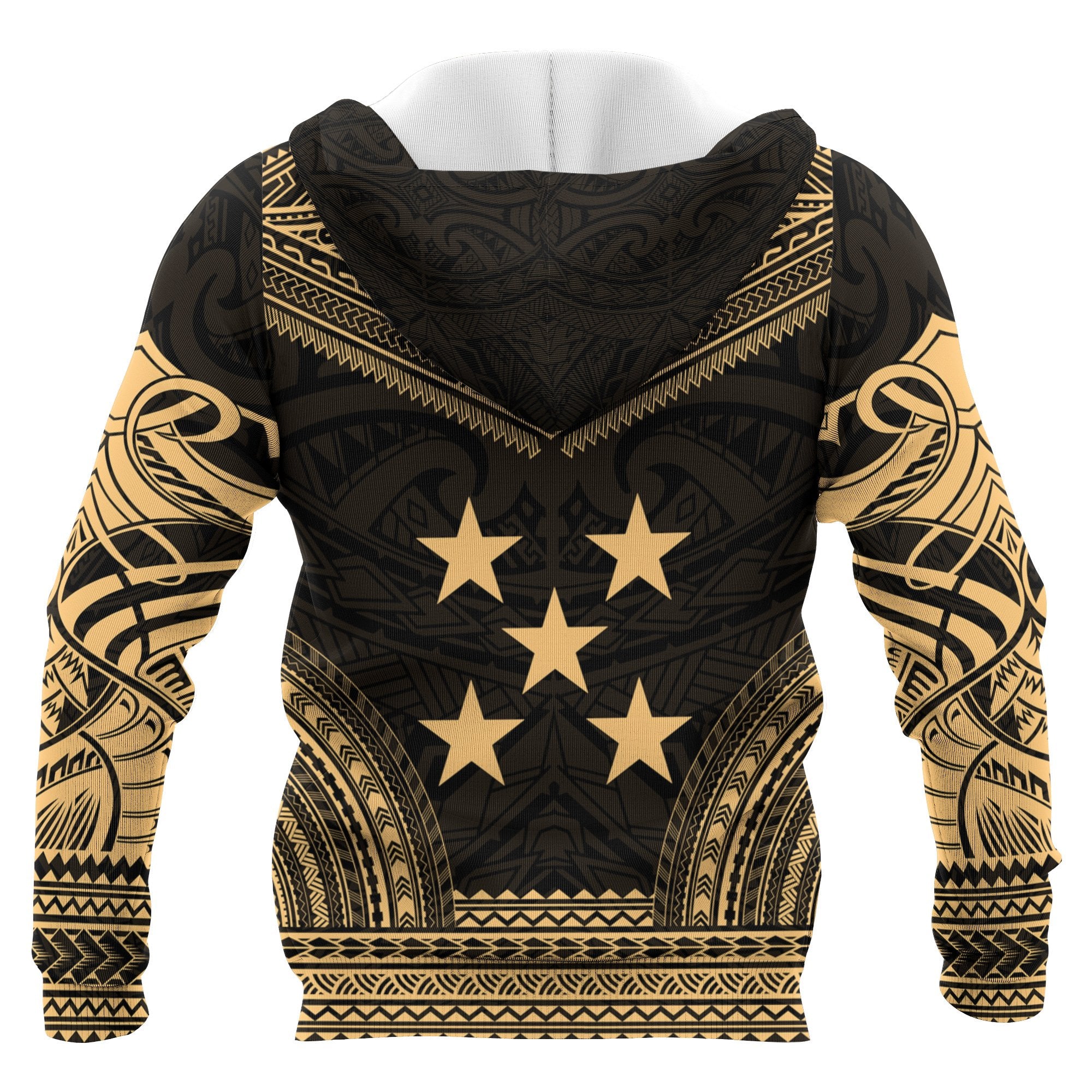 Gambier Islands Polynesian Chief Custom Zip up Hoodie Gold Version Unisex Gold - Polynesian Pride