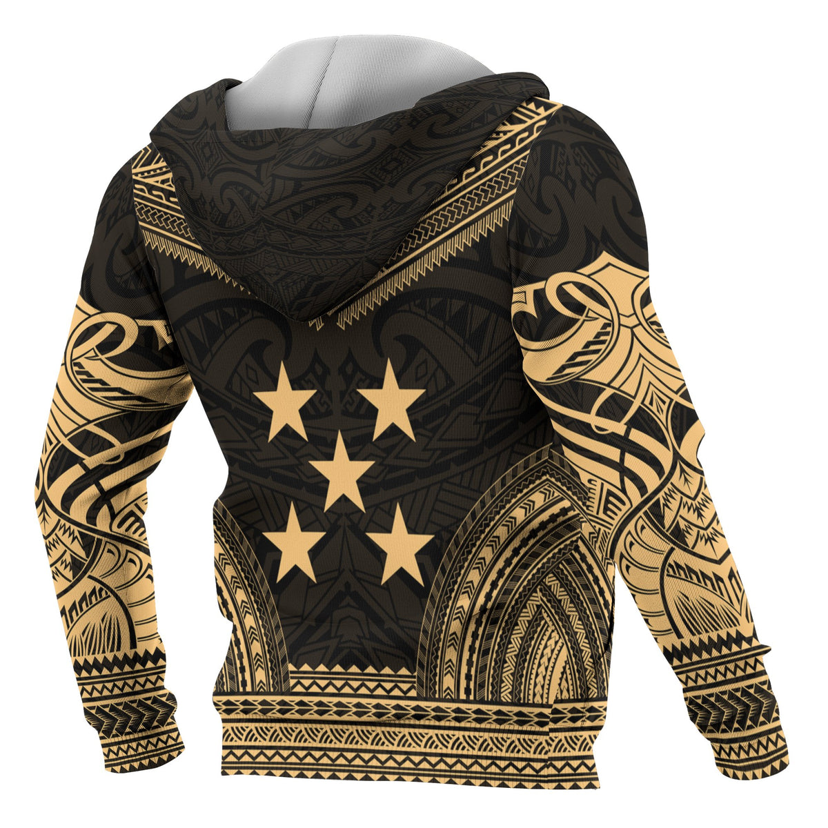 Gambier Islands Polynesian Chief Custom Zip up Hoodie Gold Version - Polynesian Pride