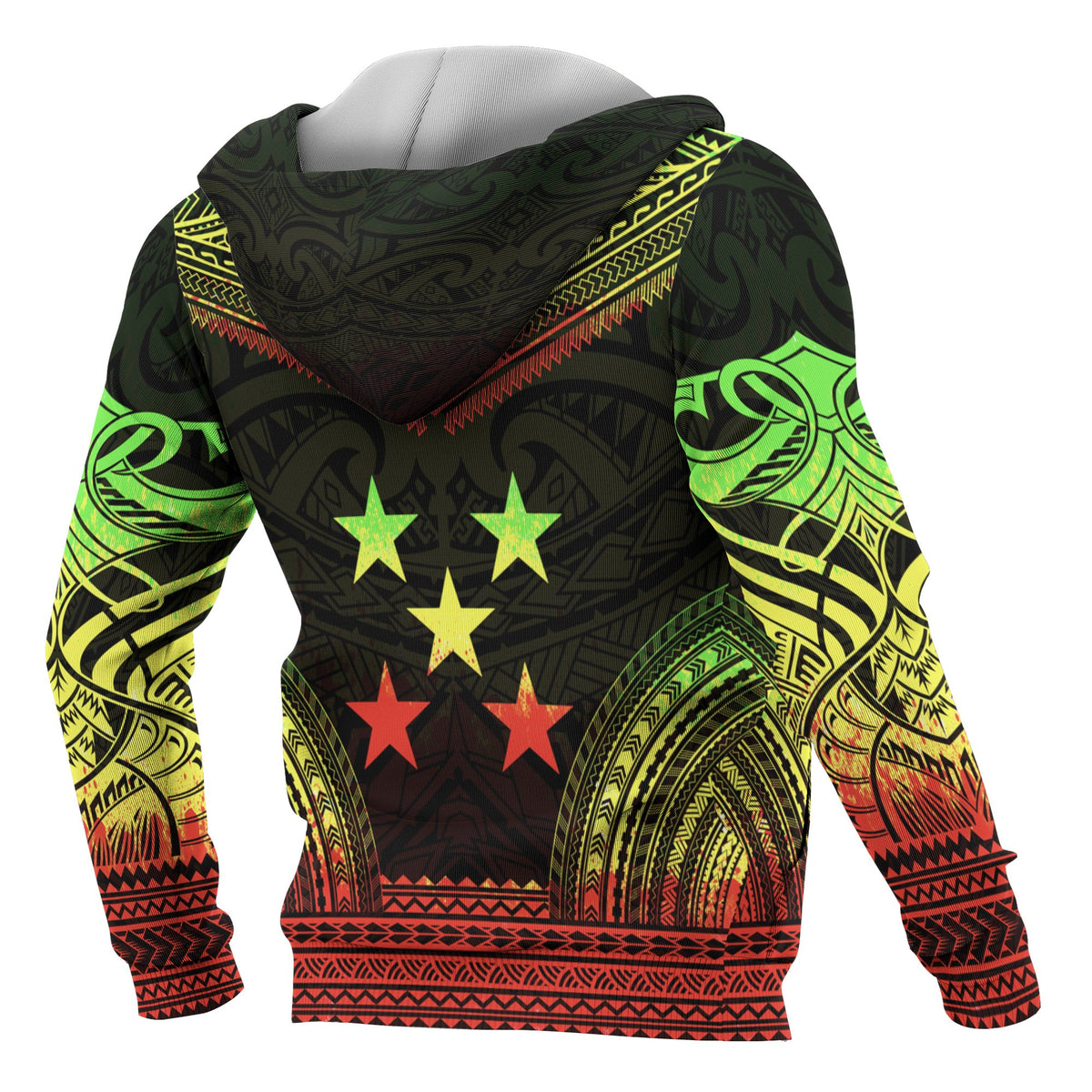 Gambier Islands Polynesian Chief Custom Zip up Hoodie Reggae Version - Polynesian Pride