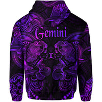 Gemini Zodiac Polynesian Zip Hoodie Unique Style Purple LT8 - Polynesian Pride