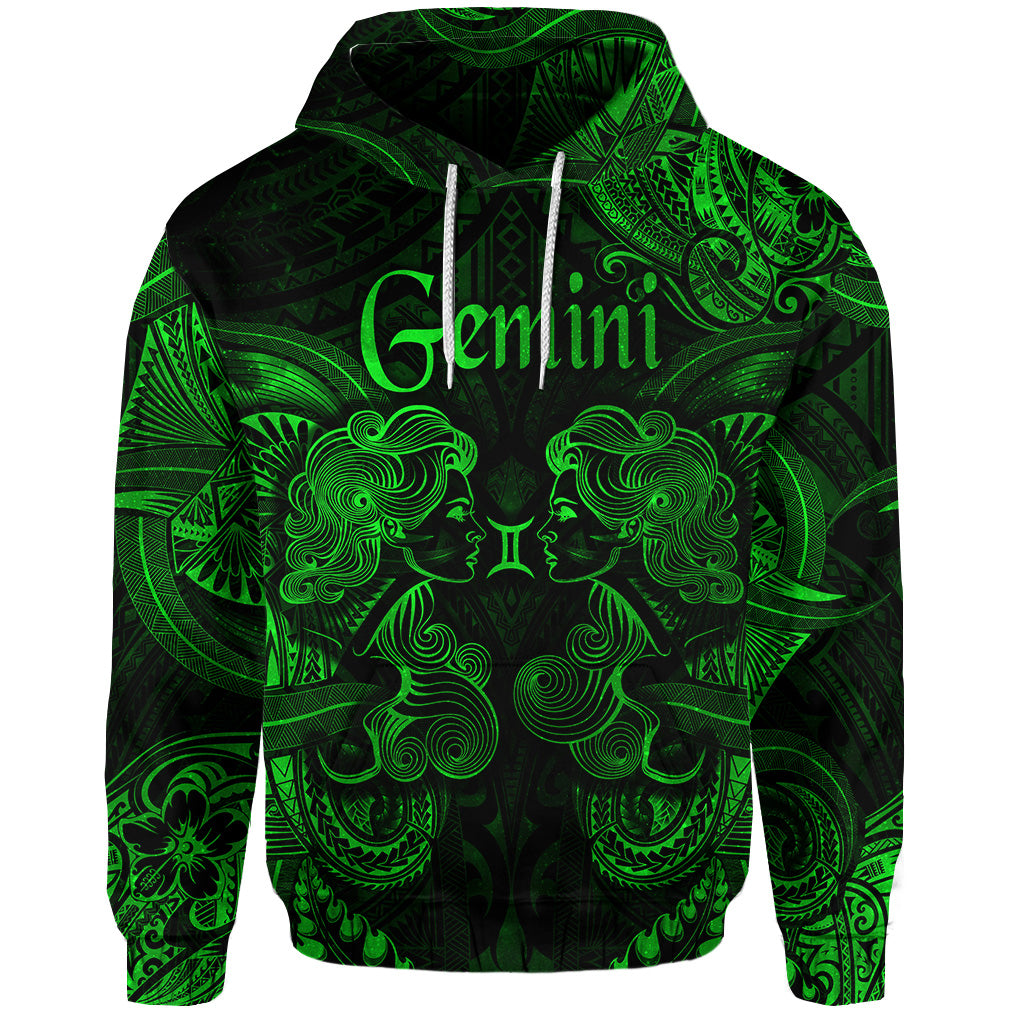 Custom Gemini Zodiac Polynesian Hoodie Unique Style Green LT8 - Polynesian Pride