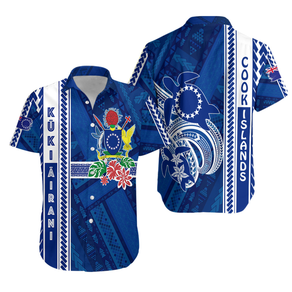 Cook Islands Turtle With Polynesian Geometrical Pattern Hawaiian Shirt LT7 Unisex Blue - Polynesian Pride