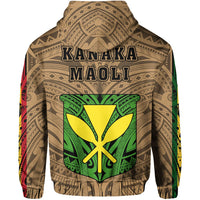 Polynesian Kanaka Flag Kanaka Maoli Hawaii Zip Hoodie Gold - Polynesian Pride
