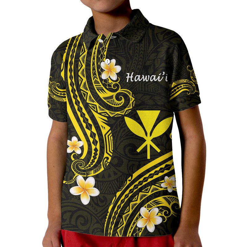 Hawaii Polo Shirt Gold Polynesian Line Style LT9 Kid Gold - Polynesian Pride