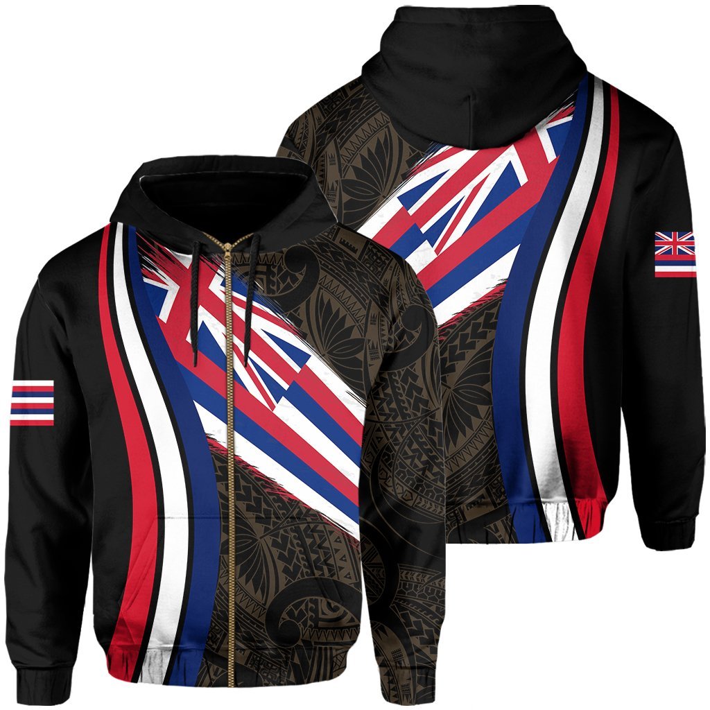 Hawaii Flag Polynesian Hoodie Zip Ten Style - Polynesian Pride