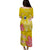 Samoa Puletasi Dress Ula Shark Nifo Mix Teuila Flower - Gold LT7 - Polynesian Pride