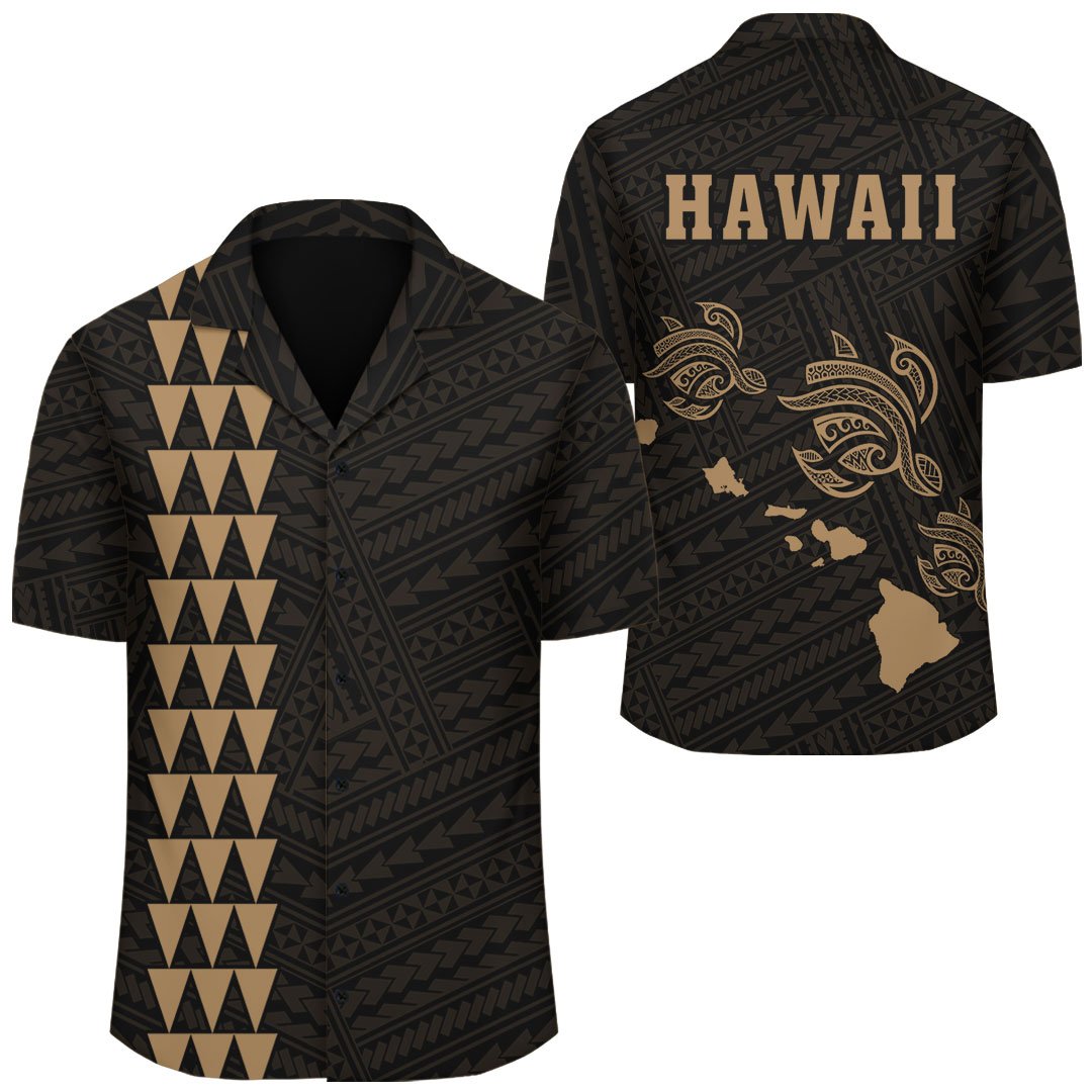 Kakau Polynesian Three Turtles Map Hawaii Shirt - Gold Unisex Gold - Polynesian Pride