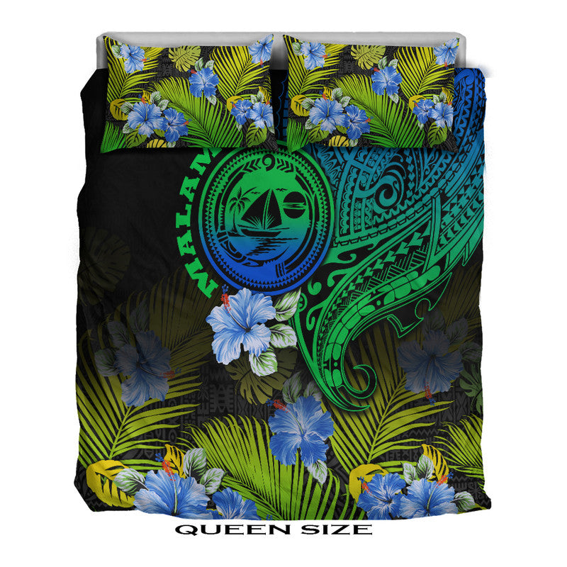 Vanuatu Malampa Province Bedding Set Hibiscus Tribal Polynesian Tattoo Ver Gradient LT9 - Polynesian Pride