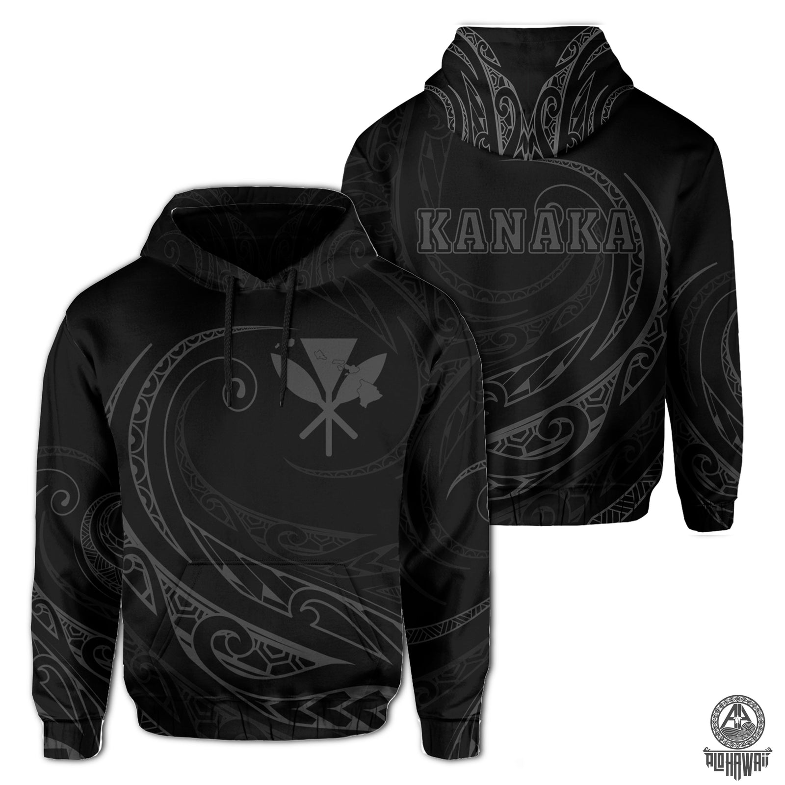 Kanaka Hoodie Frida Style Gray Unisex Black - Polynesian Pride