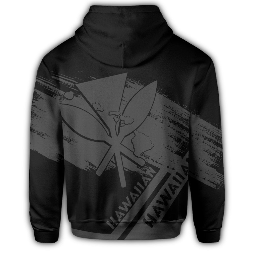 Hawaiian Map Kanaka Identifier Hoodie Zip Gray Brusch Style - Polynesian Pride