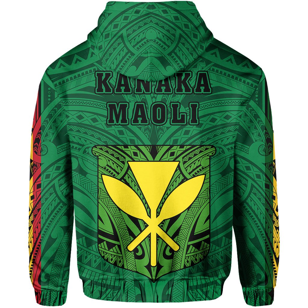 Polynesian Kanaka Flag Kanaka Maoli Hawaii Zip Hoodie Green - Polynesian Pride