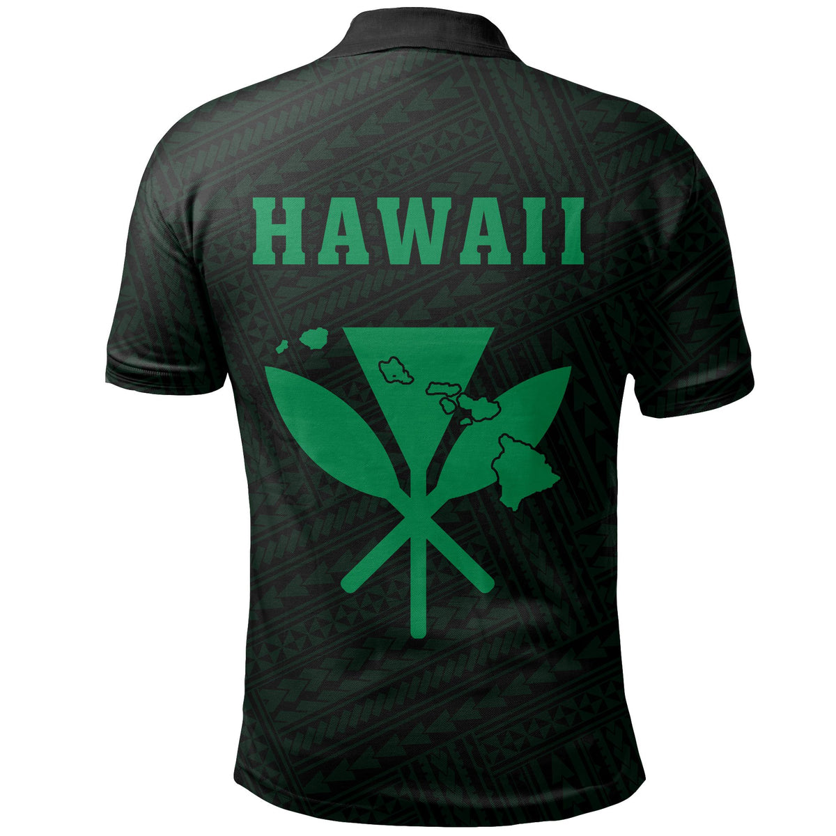 Hawaii Kanaka Map Polo Shirt Green - Polynesian Pride