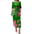 Samoa Puletasi Dress Ula Shark Nifo Mix Teuila Flower - Green LT7 Women Green - Polynesian Pride