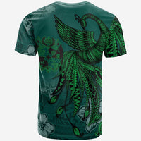 Tonga Custom T Shirt Polynesian Phoenix Bird, Fairytales Bird Green - Polynesian Pride