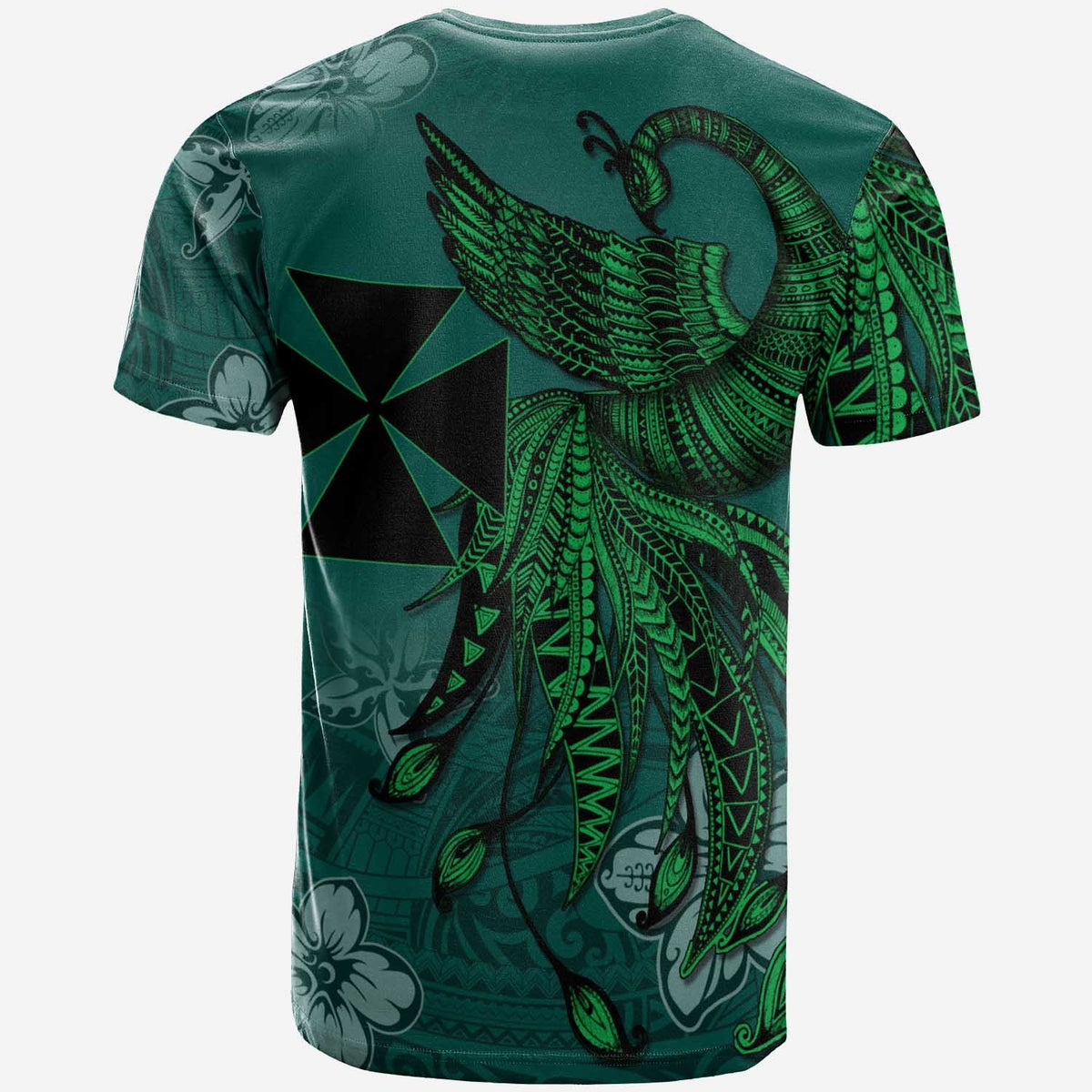 Wallis and Futuna Custom T Shirt Polynesian Phoenix Bird, Fairytales Bird Green - Polynesian Pride