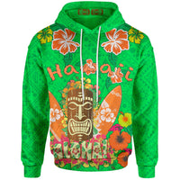 Hawaii Hoodie loha Hawaii Tiki Statue(Green) Unisex Green - Polynesian Pride