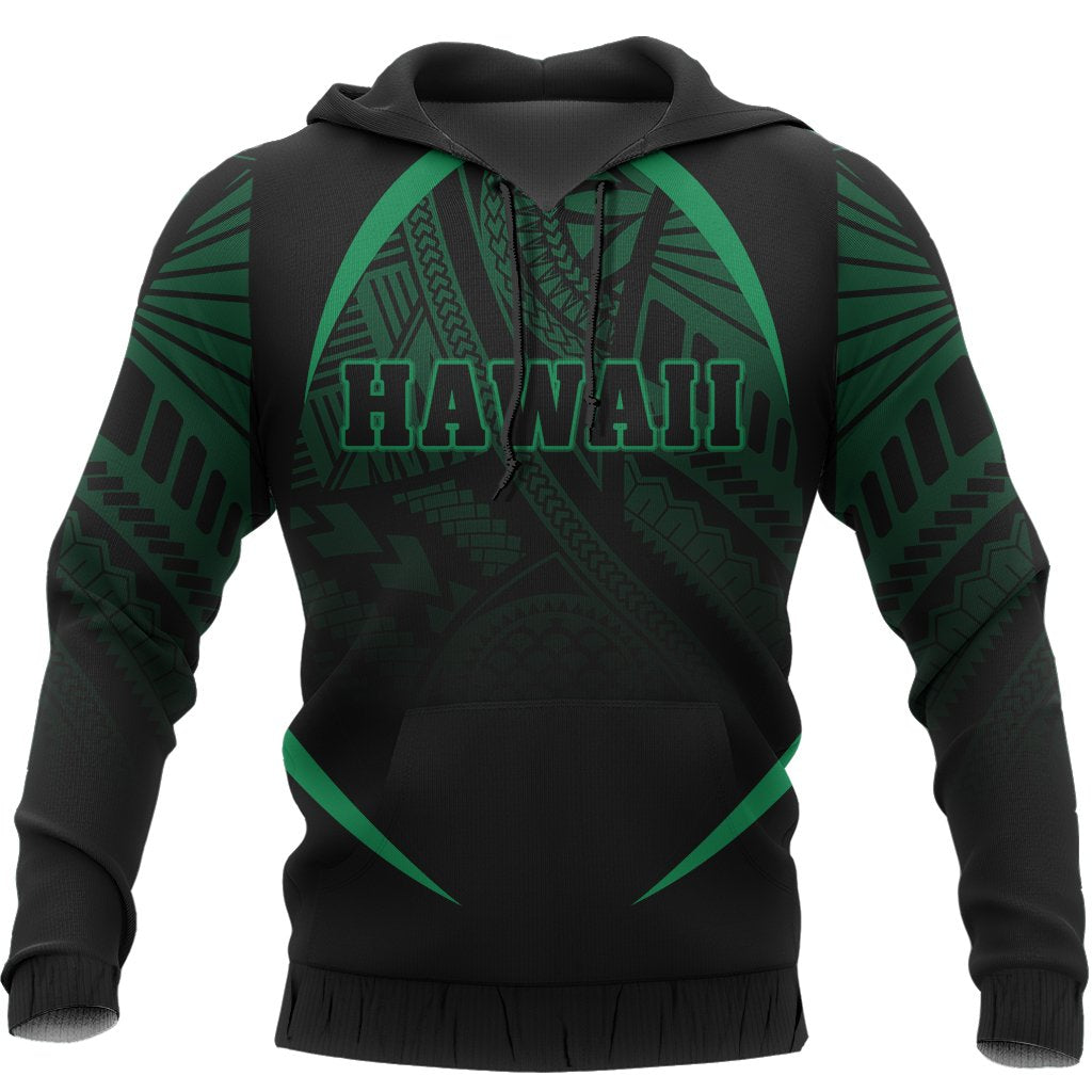 Hawaii Polynesian Hoodie Green The Face Style - Polynesian Pride
