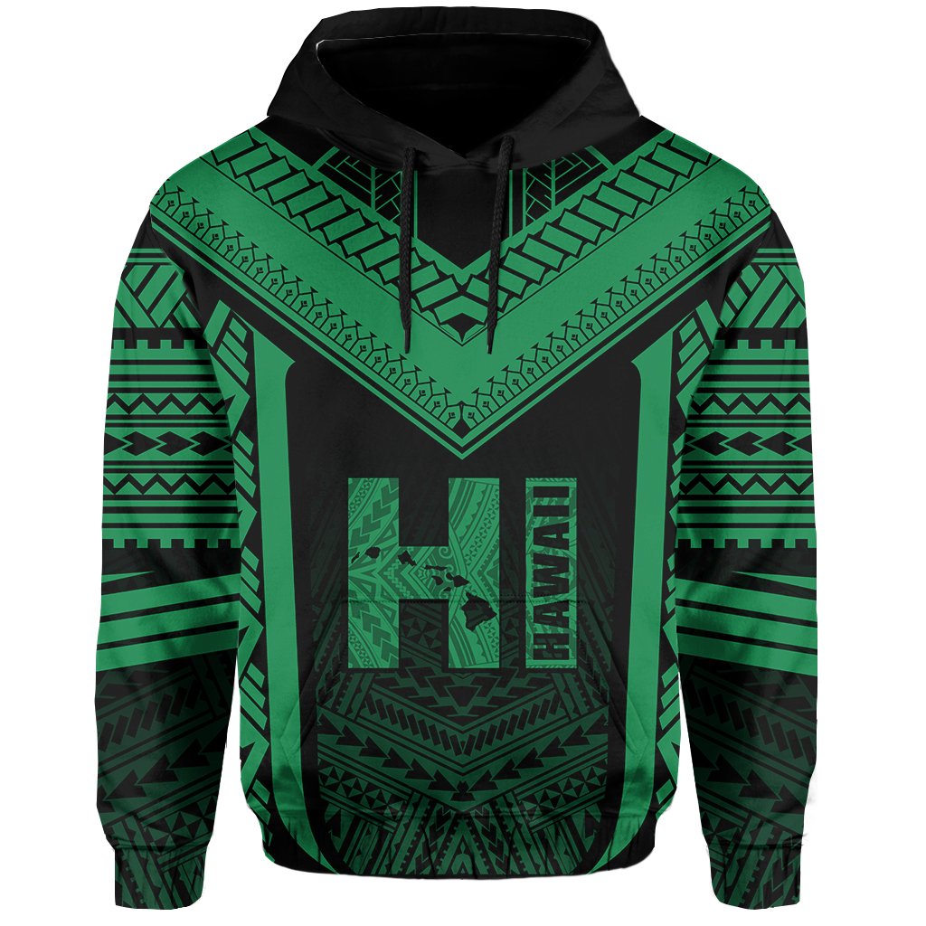 Hawaiian Kanaka Polynesian Hoodie Active Green - Polynesian Pride