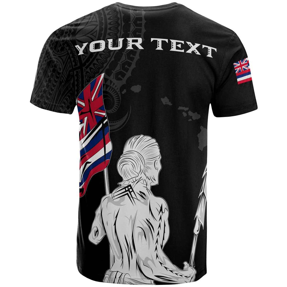 Personalized Hawaii Map Polynesian Warrior Ikaika Unisex T Shirt William Style Grey - Polynesian Pride