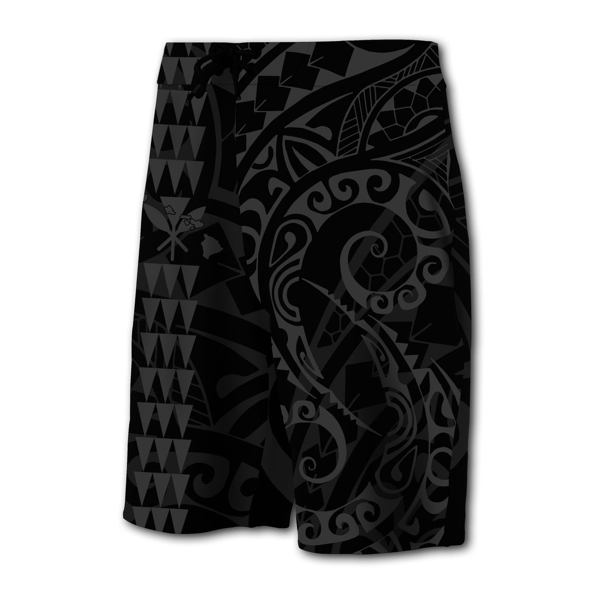 Hawaii Kakau Polynesian Kanaka Board Shorts - Grey - Snapy Style - Polynesian Pride